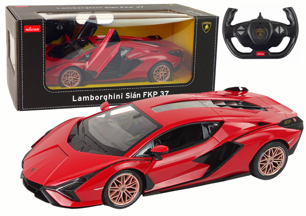 Auto R/C Lamborghini Sian FKP 37 Rastar 1:14 červená na diaľkovom ovládači
