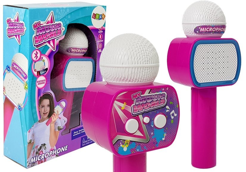 detský mikrofón bezdrôtový karaoke bluetooth reproduktor ružový