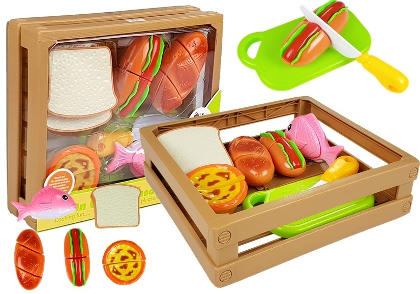 mamido Hot Dog Slicing Set Fish for Velcro v truhle