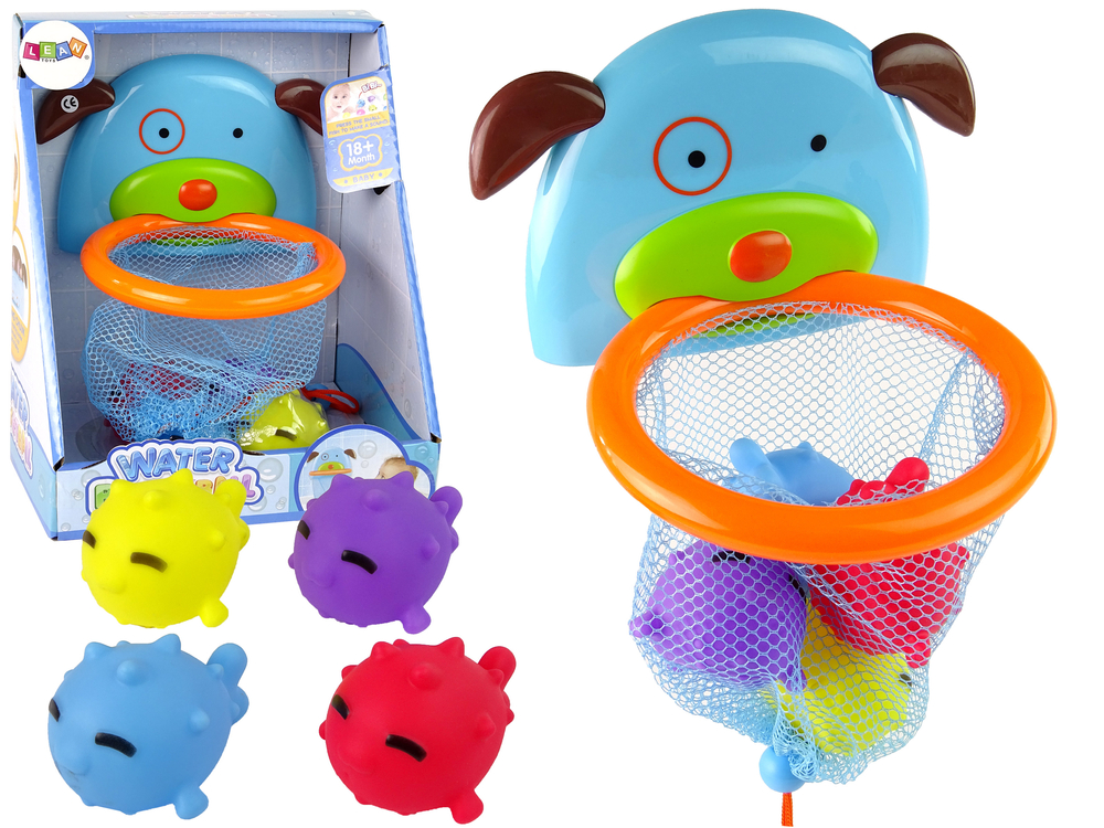 mamido Mini basketbal Bath Toy Basket Dog Rubber Fish