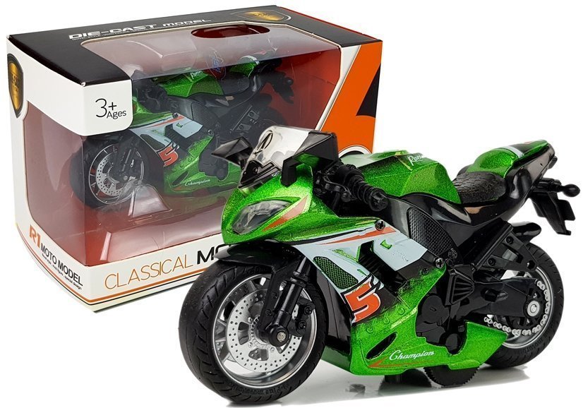 E-shop Motocykel s vinutím a zvukom 1:14 zelená