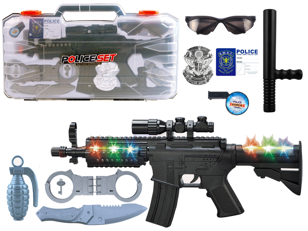 mamido Policajná súprava Policajt v kufri Efekty Light Sound Rifle