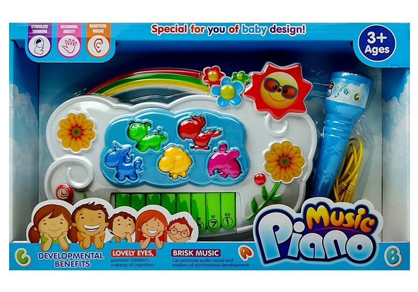 Detský interaktívne klavír s mikrofónom kvetinky
