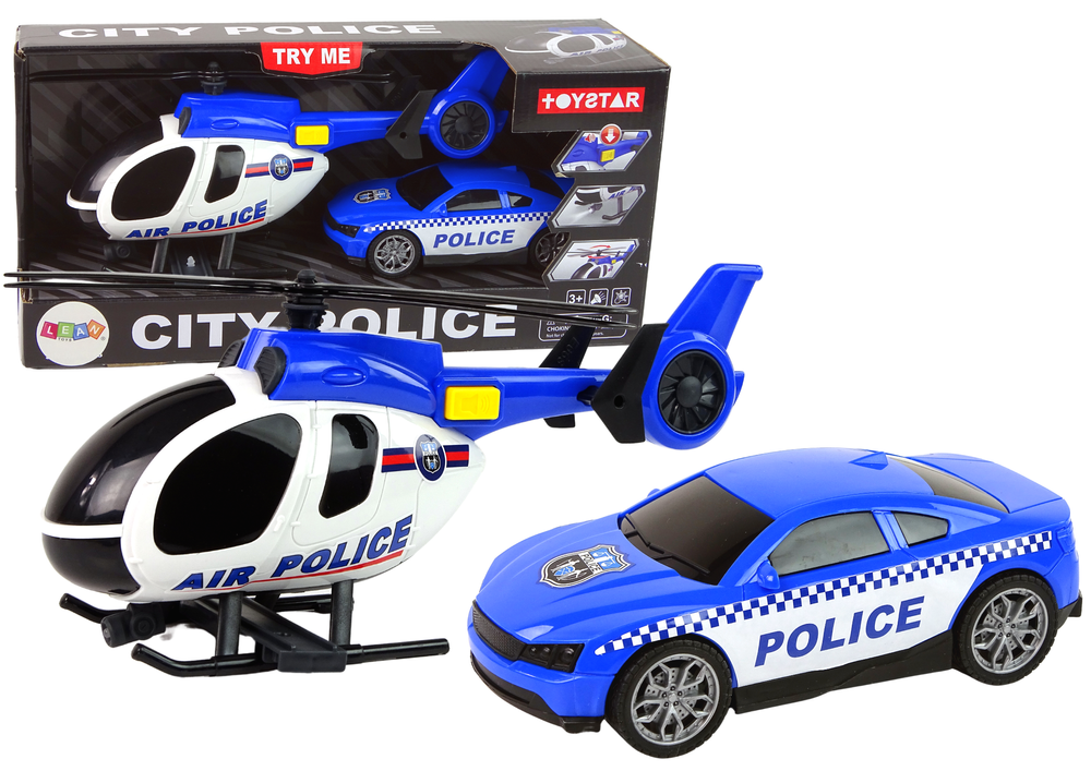 Sada vozidla Vrtuľník Auto Police Sound