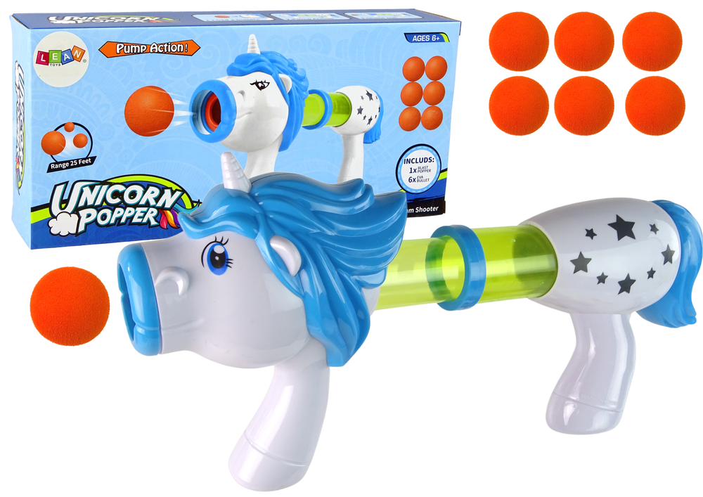 mamido Soft BB Launcher pištoľ Unicorn modrá