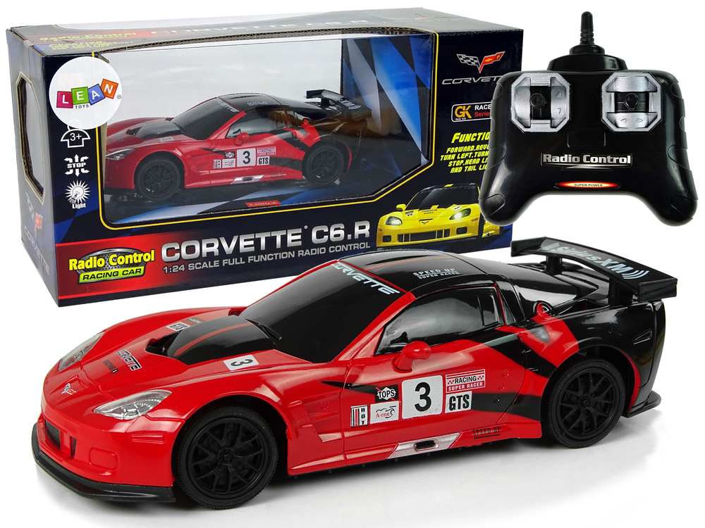 mamido Športové vozidlo RC 1:24 Corvette C6. R Červená 2,4 g svetlo