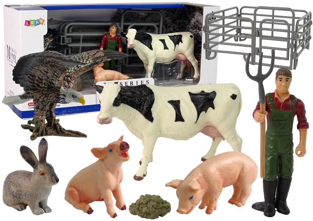 mamido Veľká sada postáv: dedina, farma, 11 kusov, krava, prasa, králik
