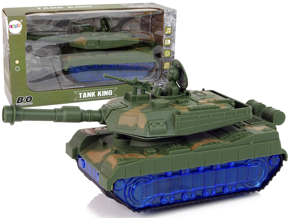 E-shop Vojenský tank napájaný maskáčovými batériami Zvukové modré diódy