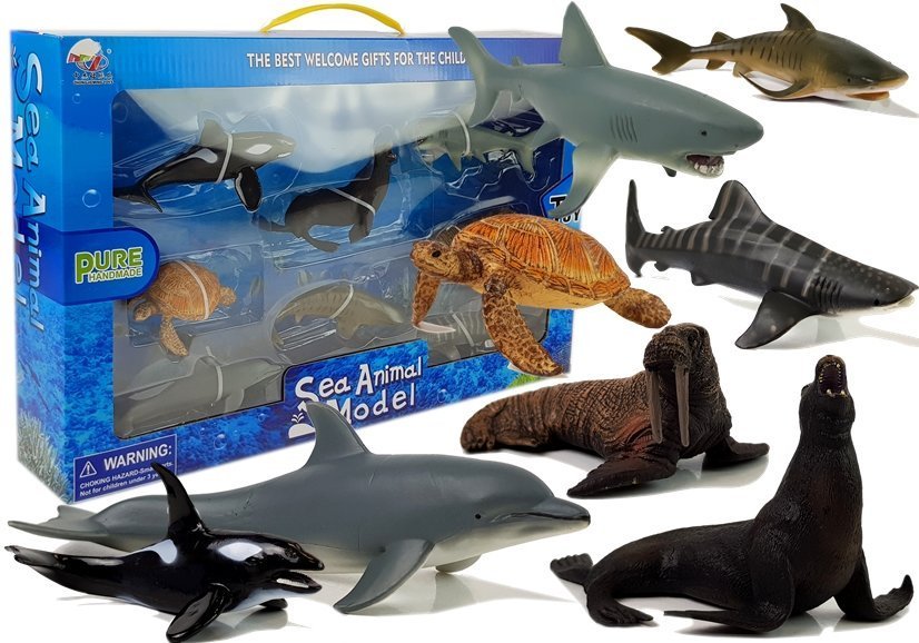 mamido Vzdelávacie figúrky Morské živočíchy 8 kusov Žraloky Tuleň Dolphin Mrož korytnačka