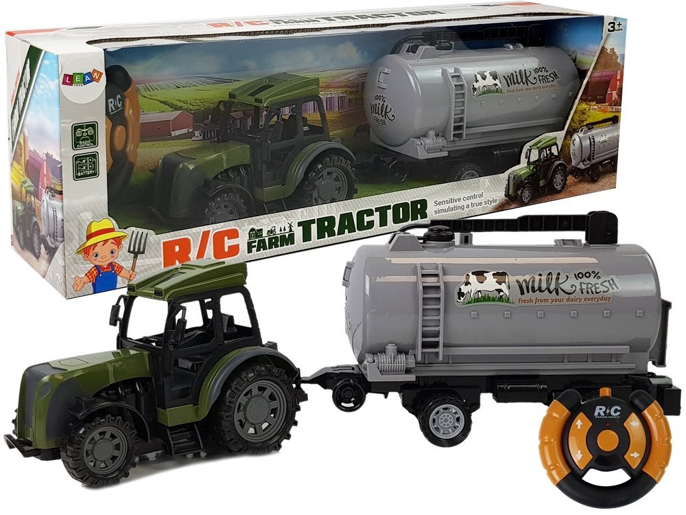 mamido Zelený traktor s prívesom nádrž na mlieko diaľkovo ovládaný 2.4G