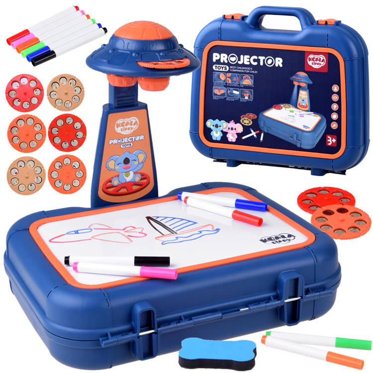 E-shop Detský prenosný projektor na kreslenie v kufríku modrý