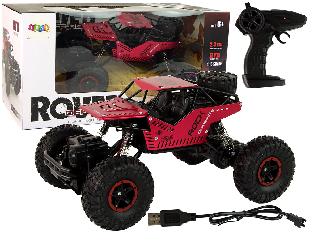 E-shop Terénne auto na diaľkové ovládanie R/C 1:16 čierna červená