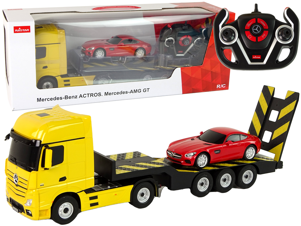 E-shop Rastar Auto na diaľkové ovládanie R/C Mercedes Benz Actros Rastar 1:26 žlté