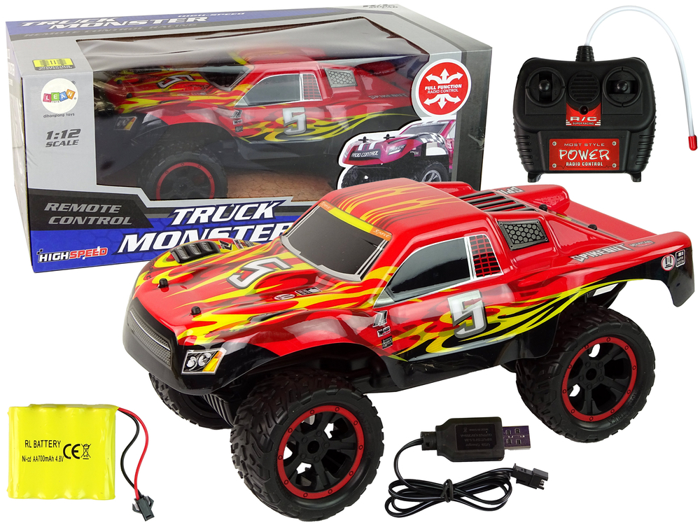 mamido Auto na diaľkové ovládanie RC Monster Truck 1:12 červené