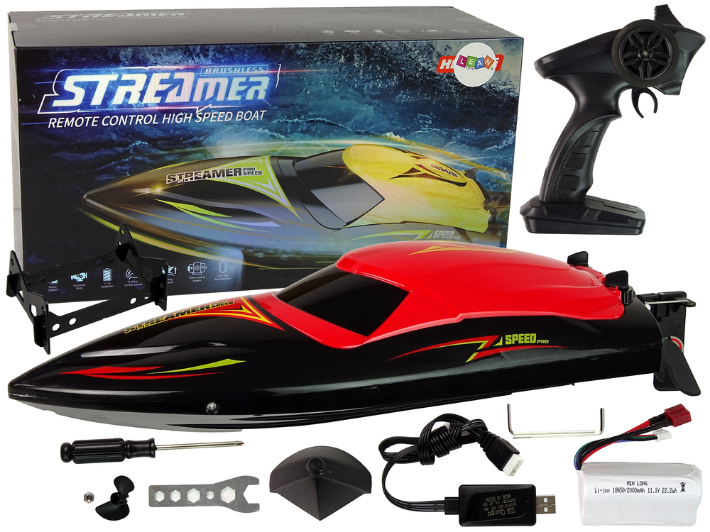 mamido Motorový čln na diaľkové ovládanie Streamer RC 2,4 GHz červený