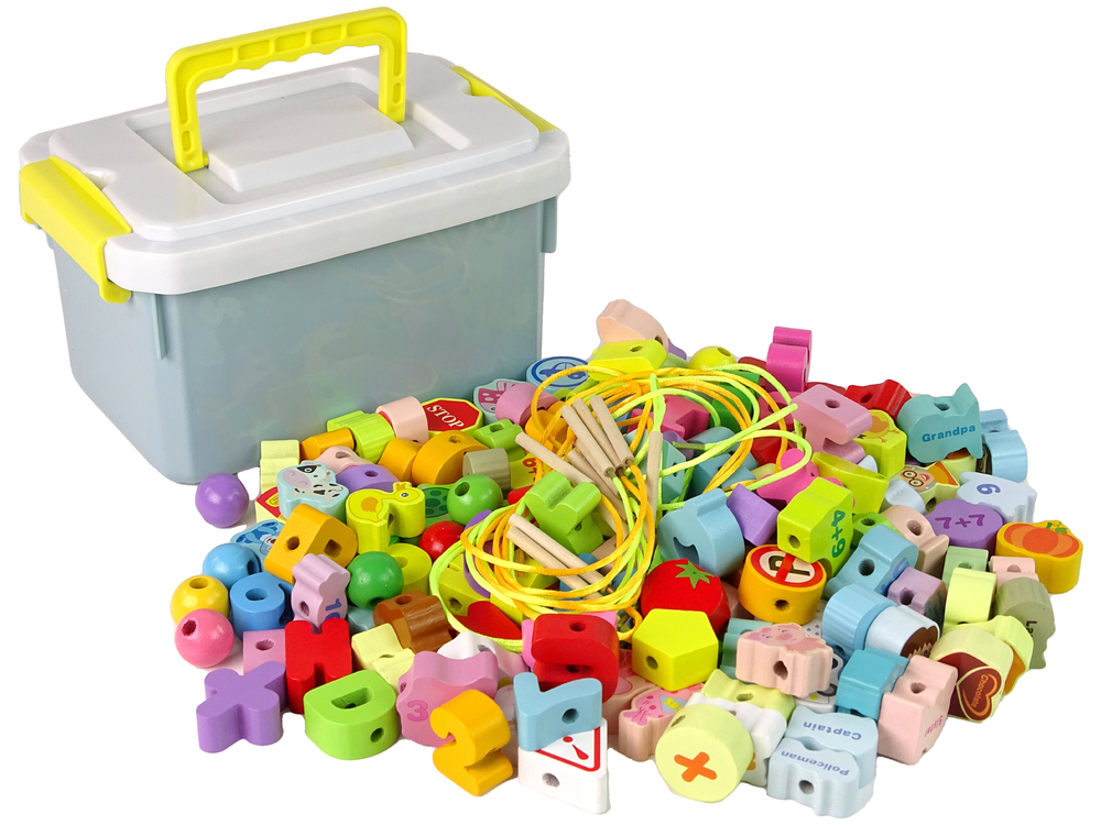 mamido Súprava drevených korálikov s písmenami a číslicami