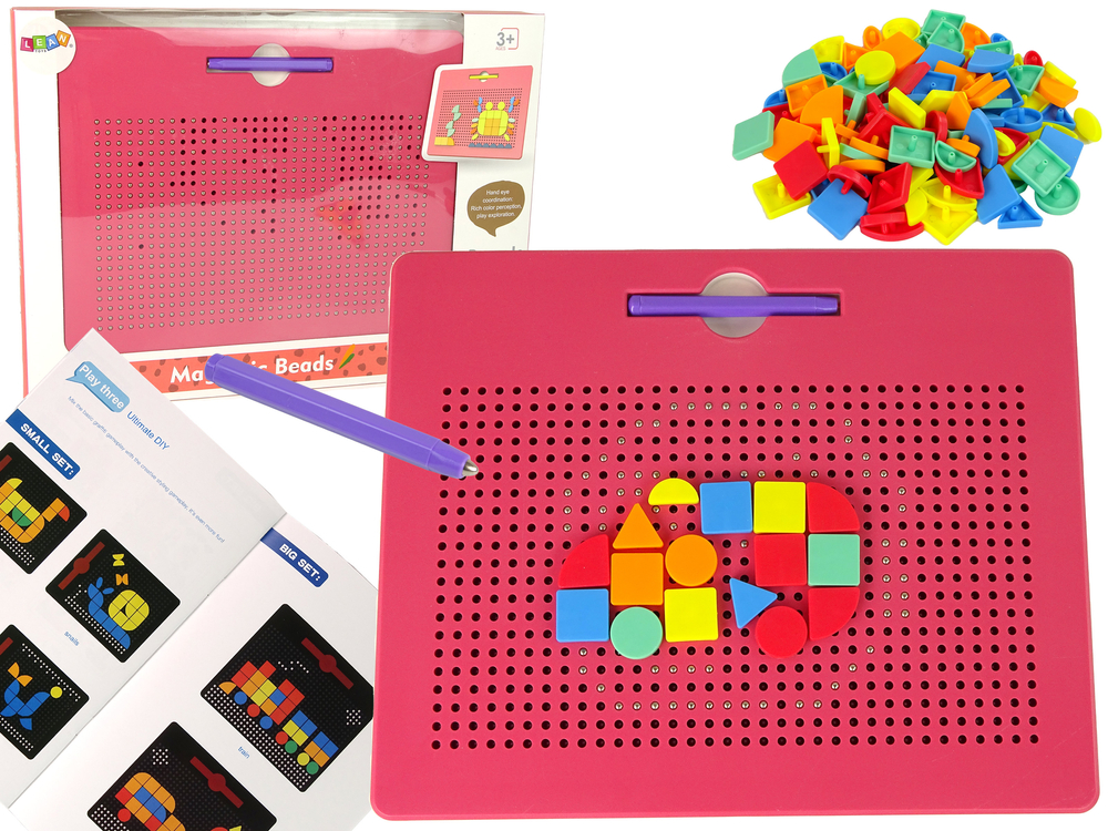 E-shop Magnetická tabuľa s guličkami a geometrickými tvarmi ružová