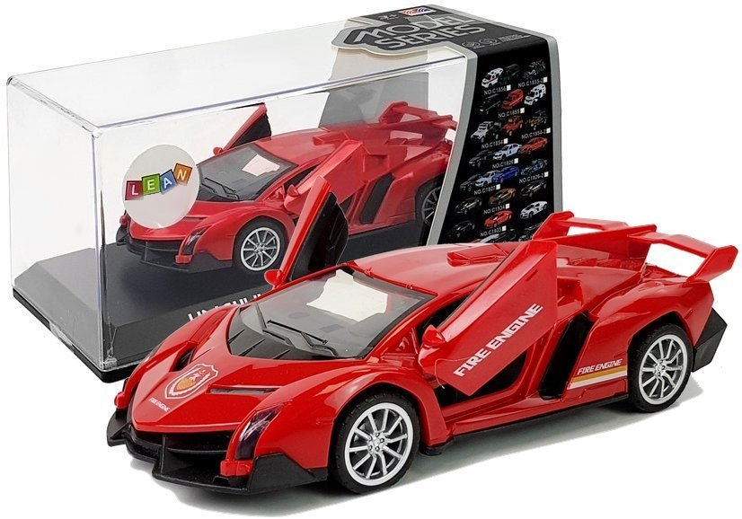 E-shop Červené športové elektrické autíčko s trecím pohonom a zvukmi