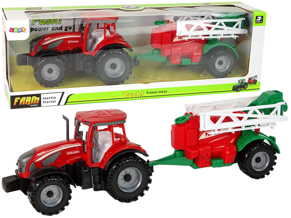 E-shop Červený poľnohospodársky traktor s postrekovačom