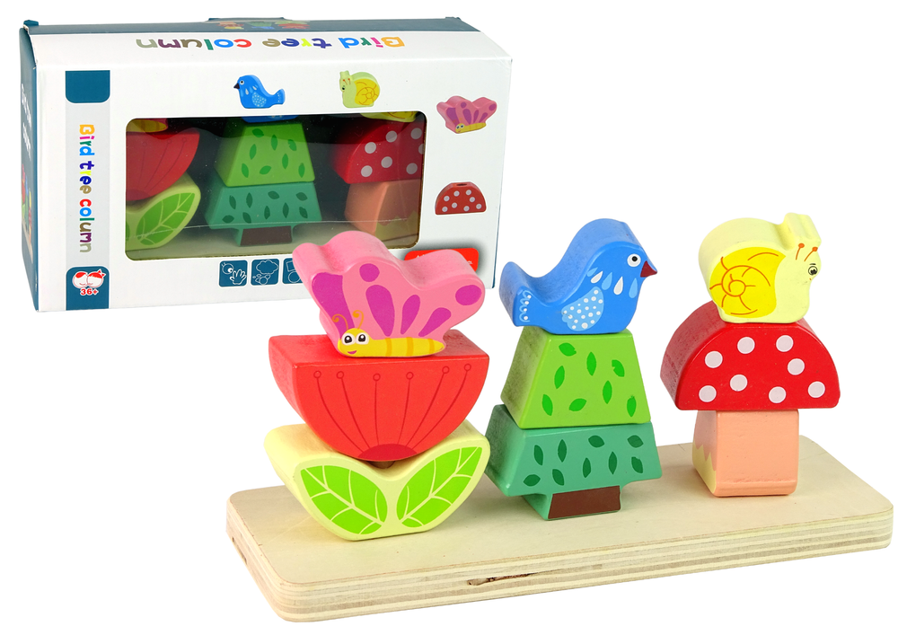 mamido Drevené Puzzle Kvitnúce Motýlik Vtáčik