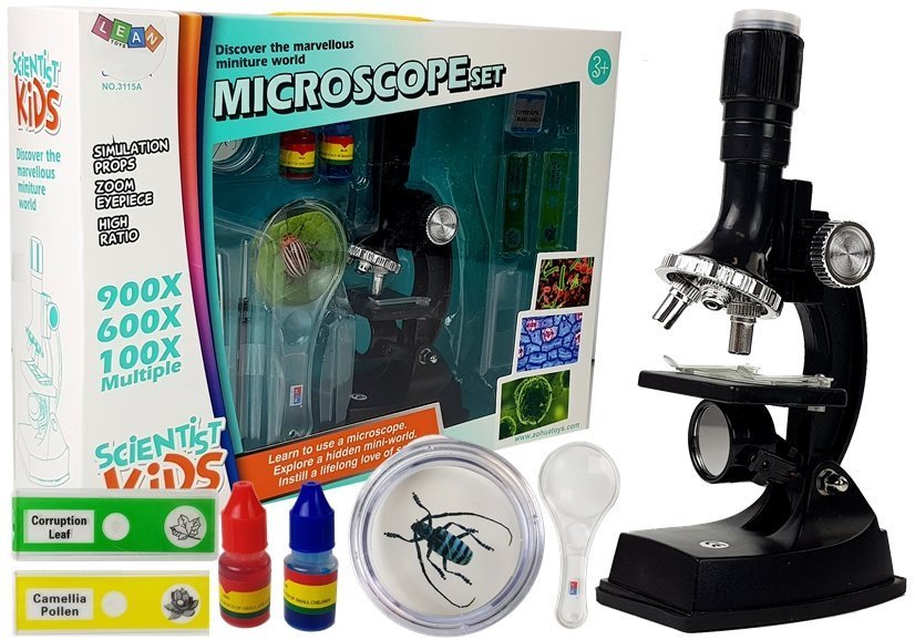 mamido Edukačný detský mikroskop pre malého vedca 900x 600x 100x