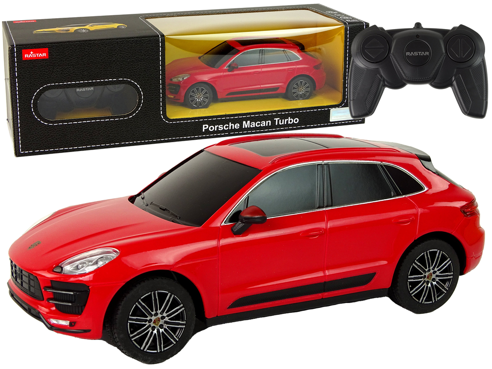 mamido Elektrické autíčko RC Porsche Macan Turbo 1:24 Rastar v červenej farbe