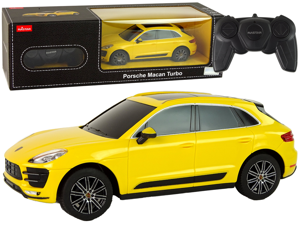 mamido Elektrické autíčko RC Porsche Macan Turbo 1:24 Rastar v jasne žltej farbe