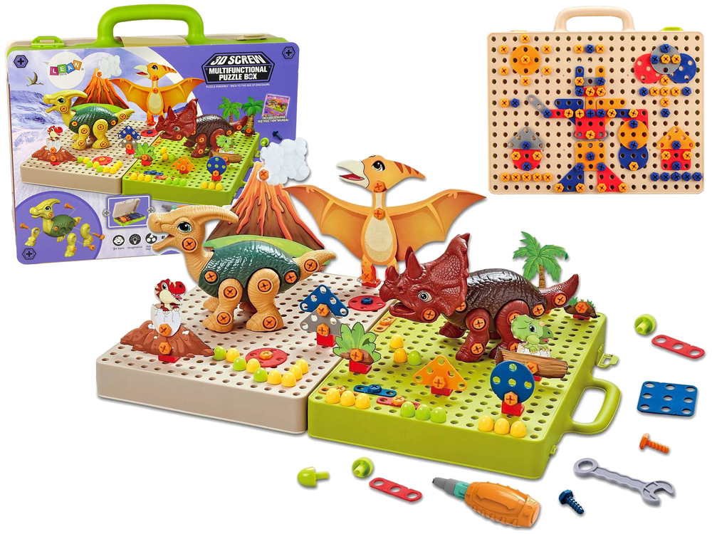 mamido Súprava Doska Stavebnica DIY Dinosaury Skrutkovač