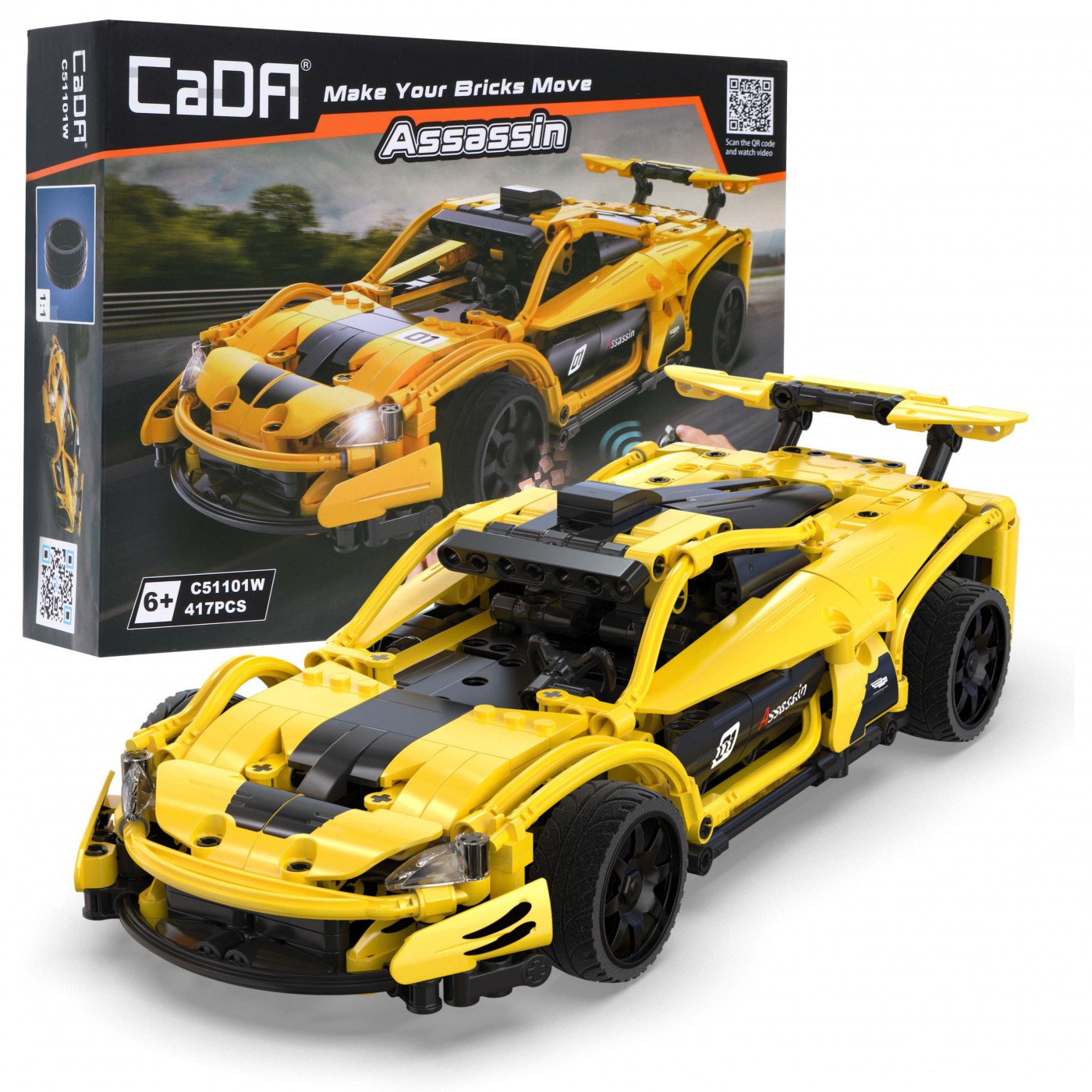 mamido Stavebnica technic R/C športové auto Assassin na diaľkové ovládanie žlté