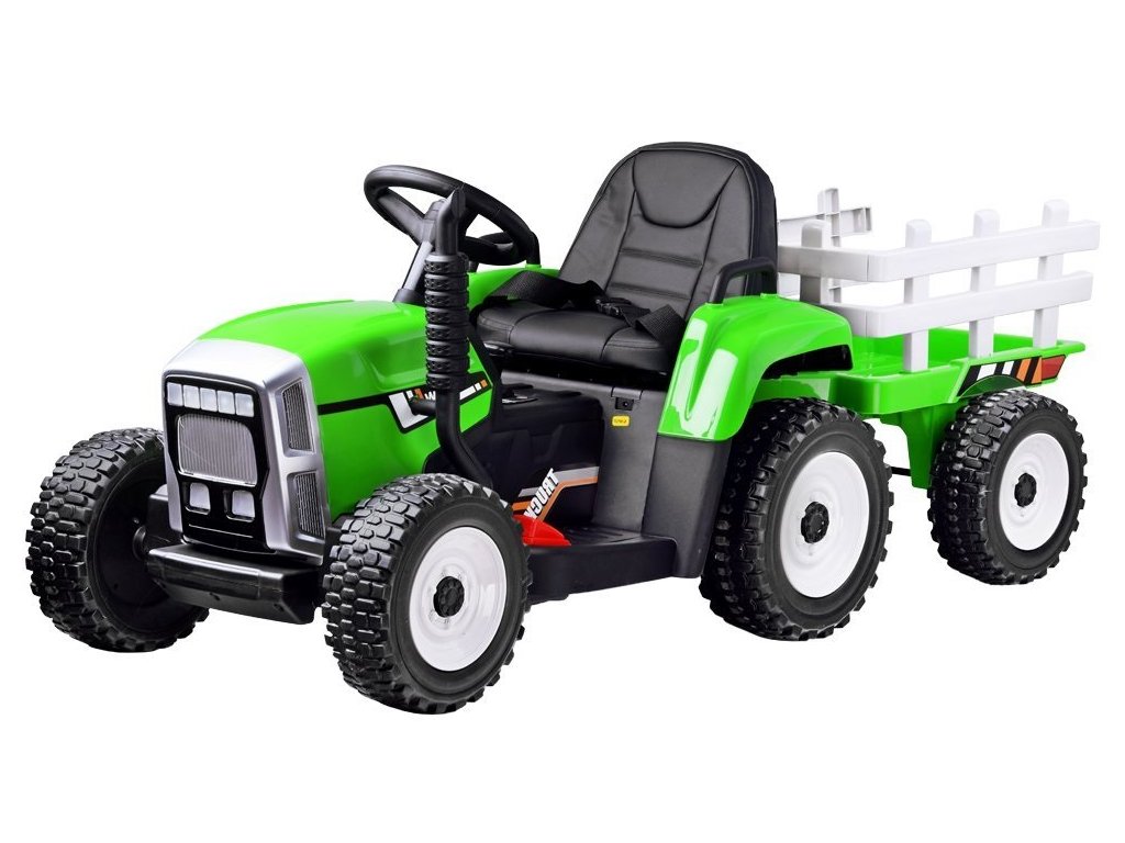 Mamido Mamido Elektrický traktor s vlečkou T2 zelený 12V7Ah EVA kolesá