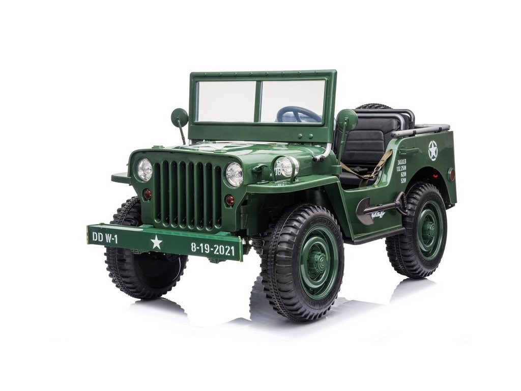 Mamido Mamido Detský elektrický Jeep Willys 4x4 trojmiestny zelený