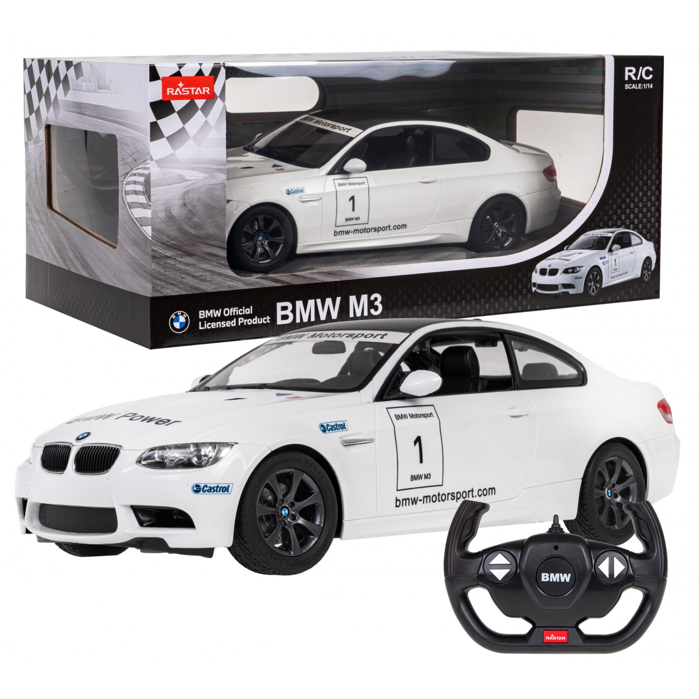 Rastar Auto na diaľkové RC ovládanie BMW M3 Rastar 1:14 biele