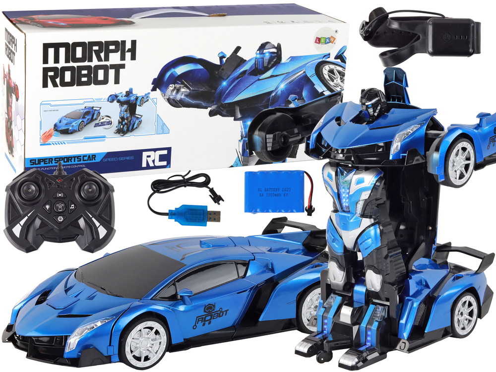 E-shop Auto Robot Transformers 2v1 na diaľkové ovládanie RC 1:10 modrá