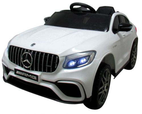Elektrické autíčko Mercedes GLC63s biele s pohonom 4x4 a koženými sedadlami
