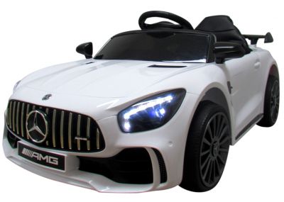 mamido Elektrické autíčko Mercedes GTR-S biely, mäkké kolesá EVA, pohodlné sedátko s licenciou