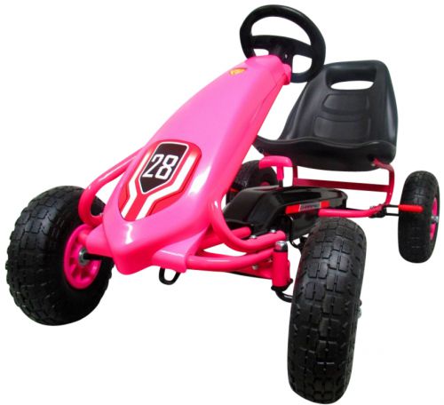 mamido Ružový motokára G4 s nafukovacími kolesami a ručnou brzdou