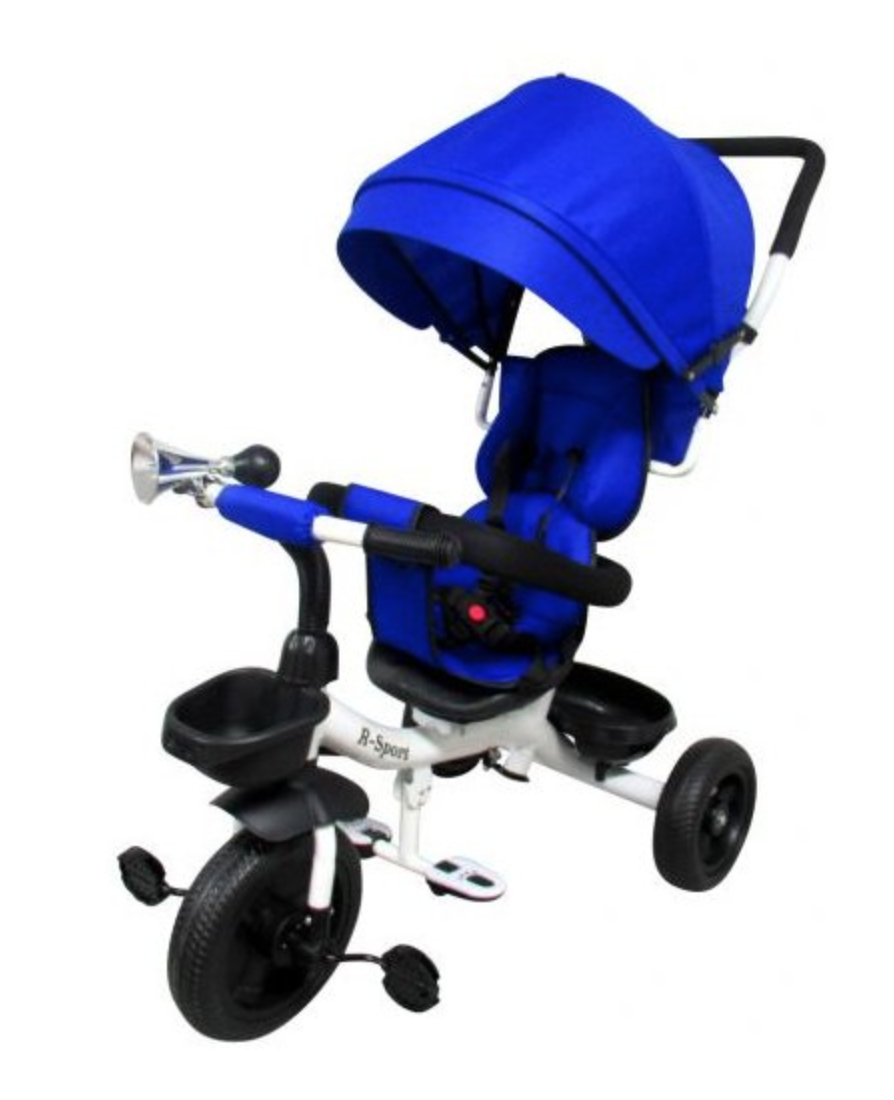 mamido Trojkolka T4 R-Sport modrá s EVA kolesami, otáčacia o 360 stupňov, brzda, voľnobežka