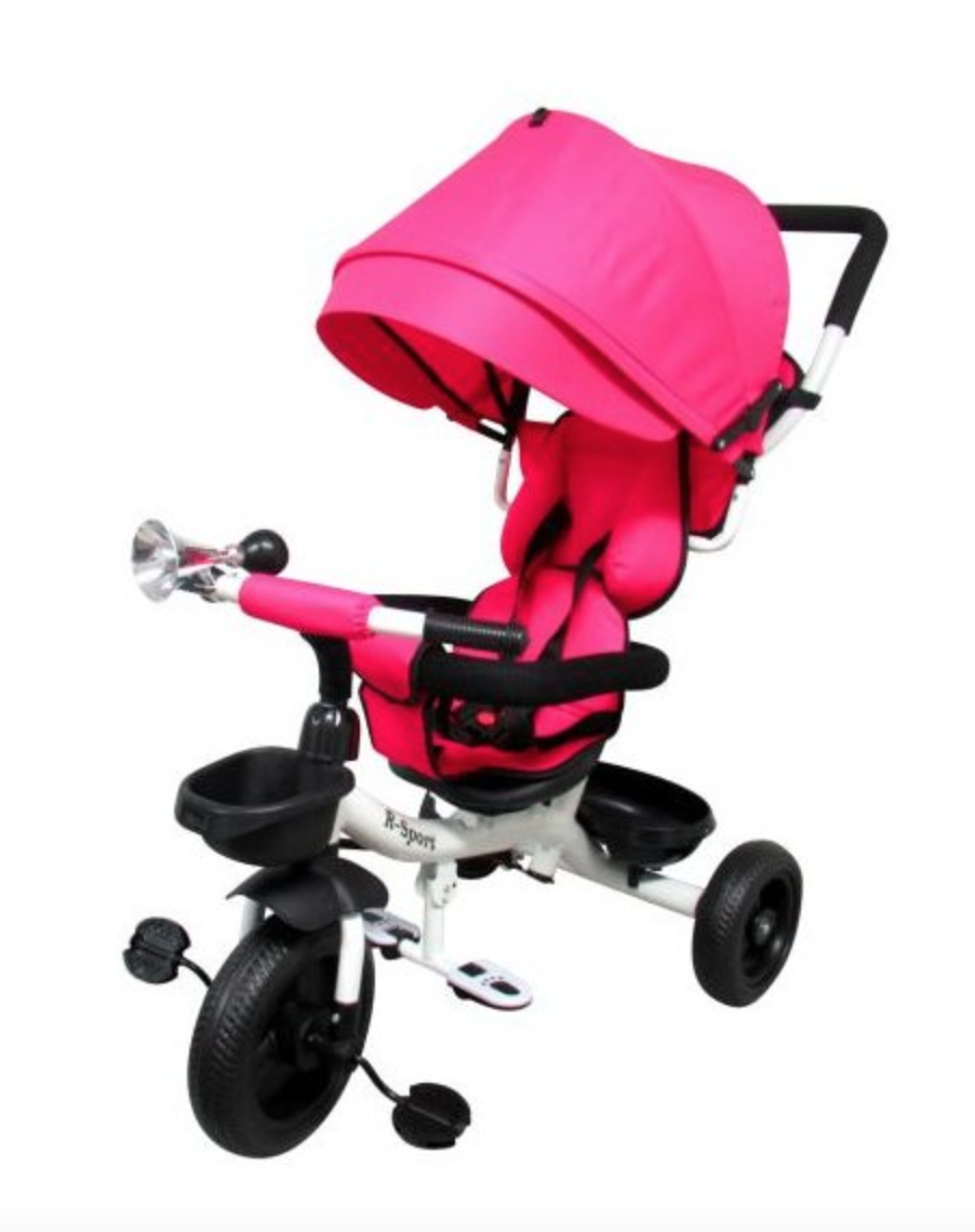 mamido Trojkolka T4 R-Sport ružová s otočením o 360 stupňov, kolesá EVA, brzda a voľnobežné koleso