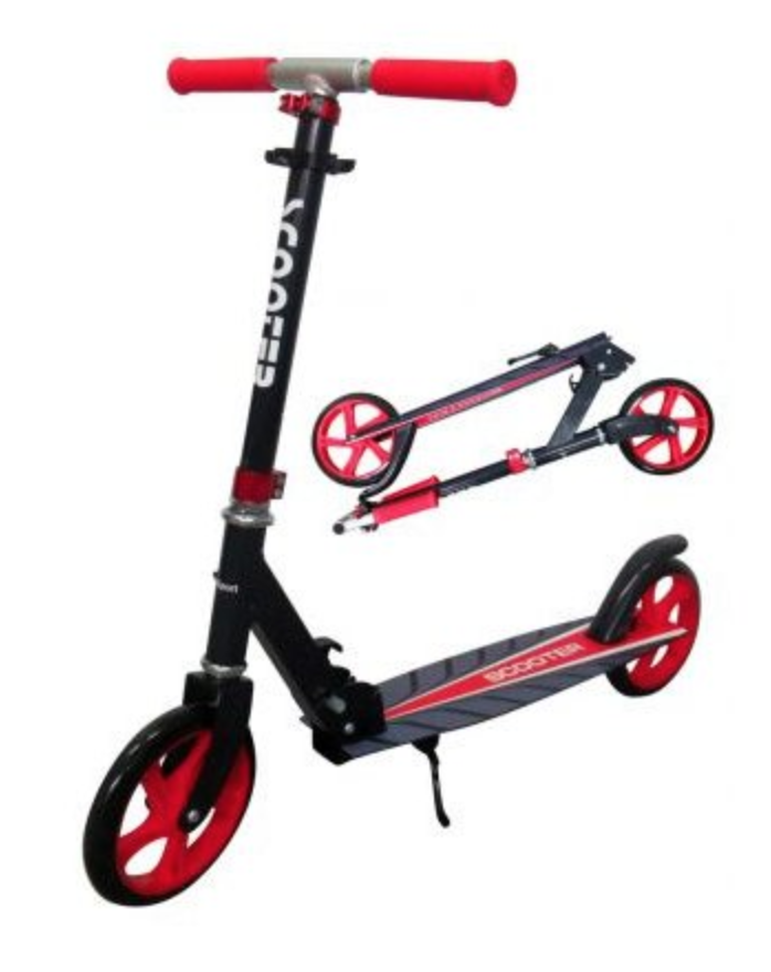 mamido Veľká skladacia hulajnoga H4 R-Sport červená s kolieskami 200 mm do 100 kg