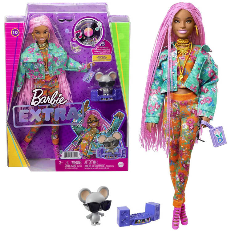 mamido Barbie Extra Módna štýlová bábika + myška DJ a doplnky č. 10