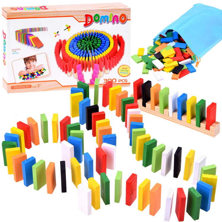 mamido Drevené farebné DOMINO kocky 300 ks
