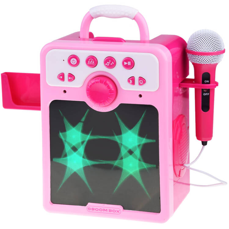 mamido Hudobný ružový Boombox pre deti s mikrofónom