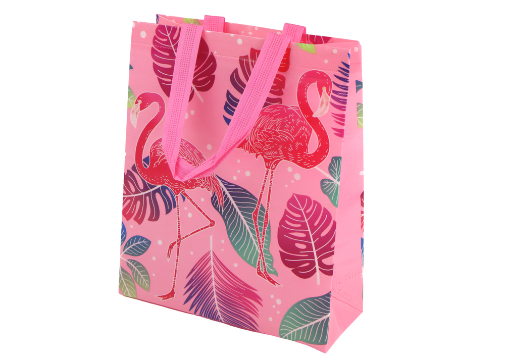 E-shop Darčeková taška Flamingo ružová 30,5 cm x 24,5 cm x 10 cm