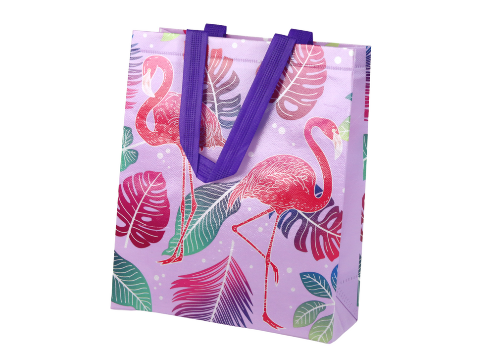 mamido Darčeková taška s Flamingy Fialová 30,5 cm x 24,5 cm x 10 cm
