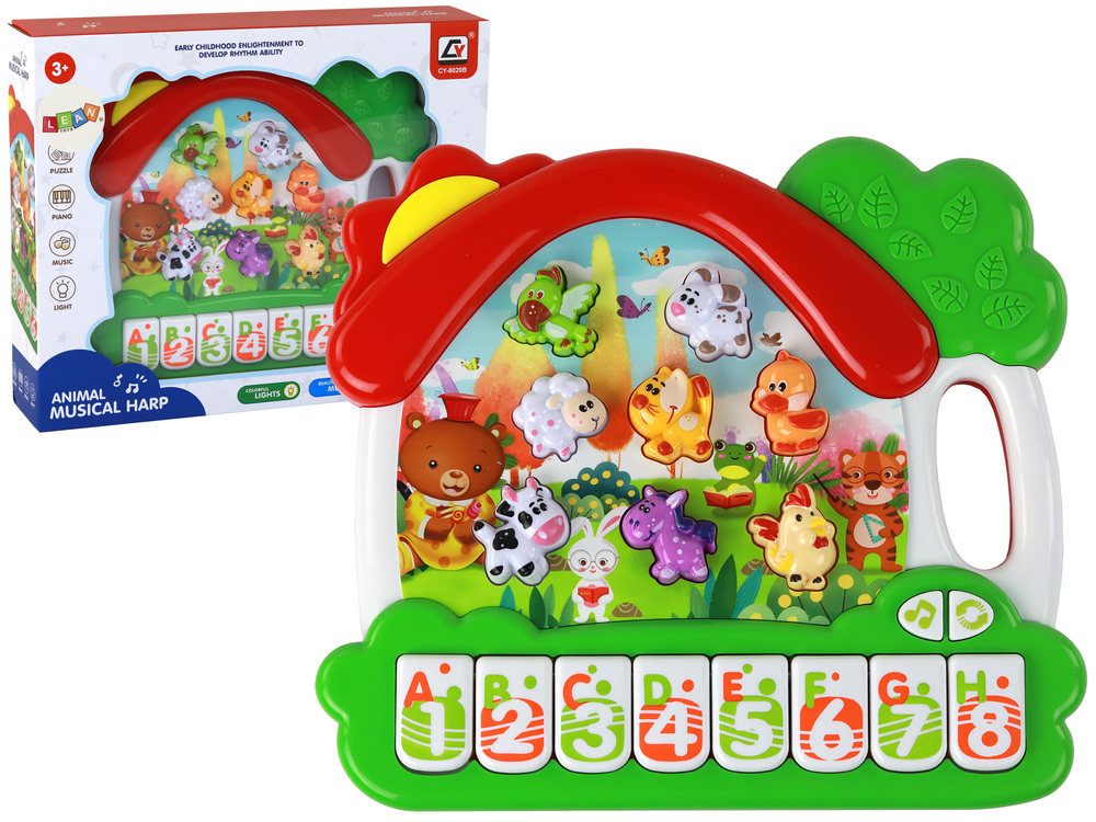 mamido Detské elektronické piáno s obrázkami zvieratiek pre učenie angličtiny, vzdelávací panel