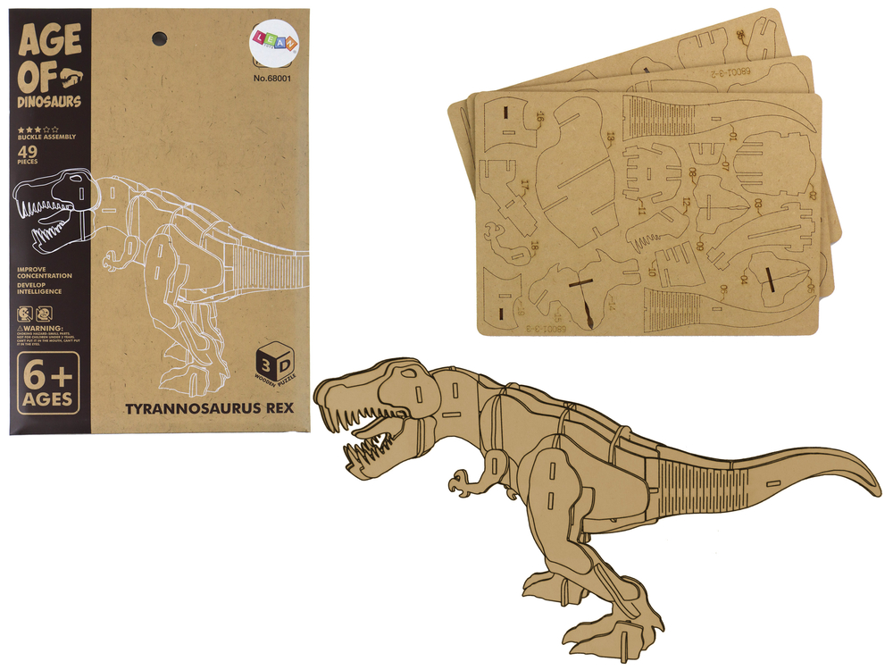 E-shop Drevené Puzzle 3D T-Rex Vzdelávacia stavebnica 22 dielov