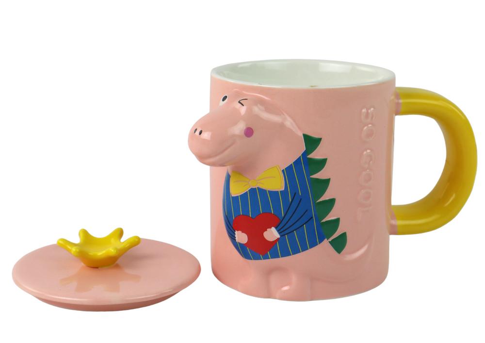 E-shop Hrnček s pokrievkou Dinosaurus Ružový Dinosaurus 400 ml