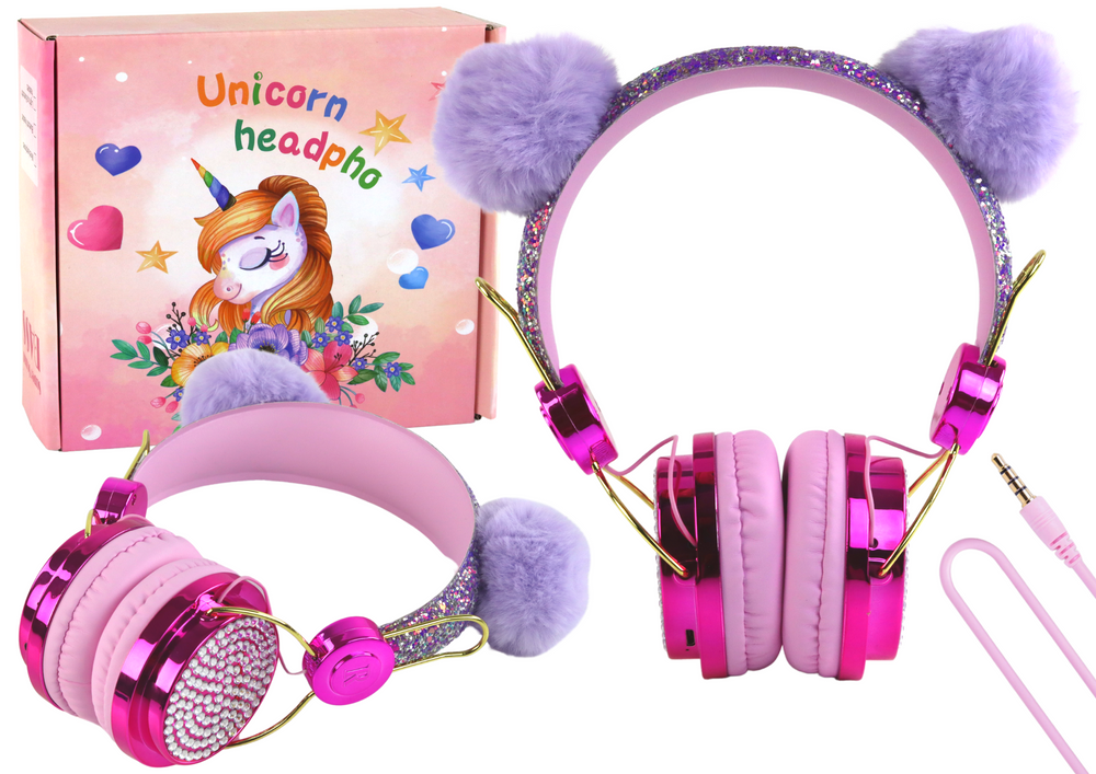 E-shop Káblové slúchadlá v odtieňoch ružovej s nastaviteľnými uši a mikrofónom
