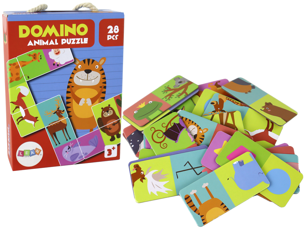 E-shop Logická hra Puzzlové obojstranné domino so zvieratami 10cm x 5cm 28 dielov