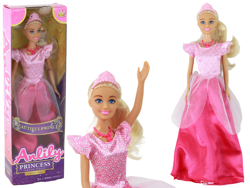 E-shop Bábika pre deti Anlily Princezná dlhé blond vlasy tiara ružové šaty